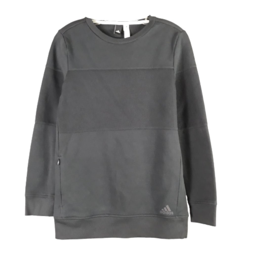 Adidas Sweatshirt Women's Black Long Sleeve Crew Neck Pullover Logo Back Sz. XS